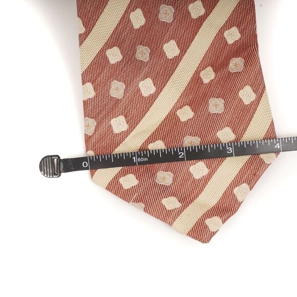 Bally Salmon Colored Floret and‎ Striped 100% Silk Made in Italy Tie - Picture 2 of 5